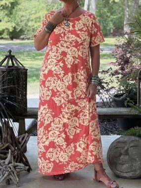 Jaded Gypsy Weekend Wander Dress Bed of Roses Floral O/S 100% Cotton